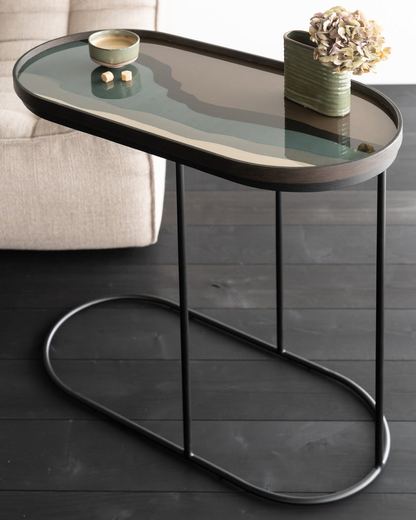 Tray Side Table - Varnished Wood - Black - Oblong - M - Tray Not Included - Loom Collection