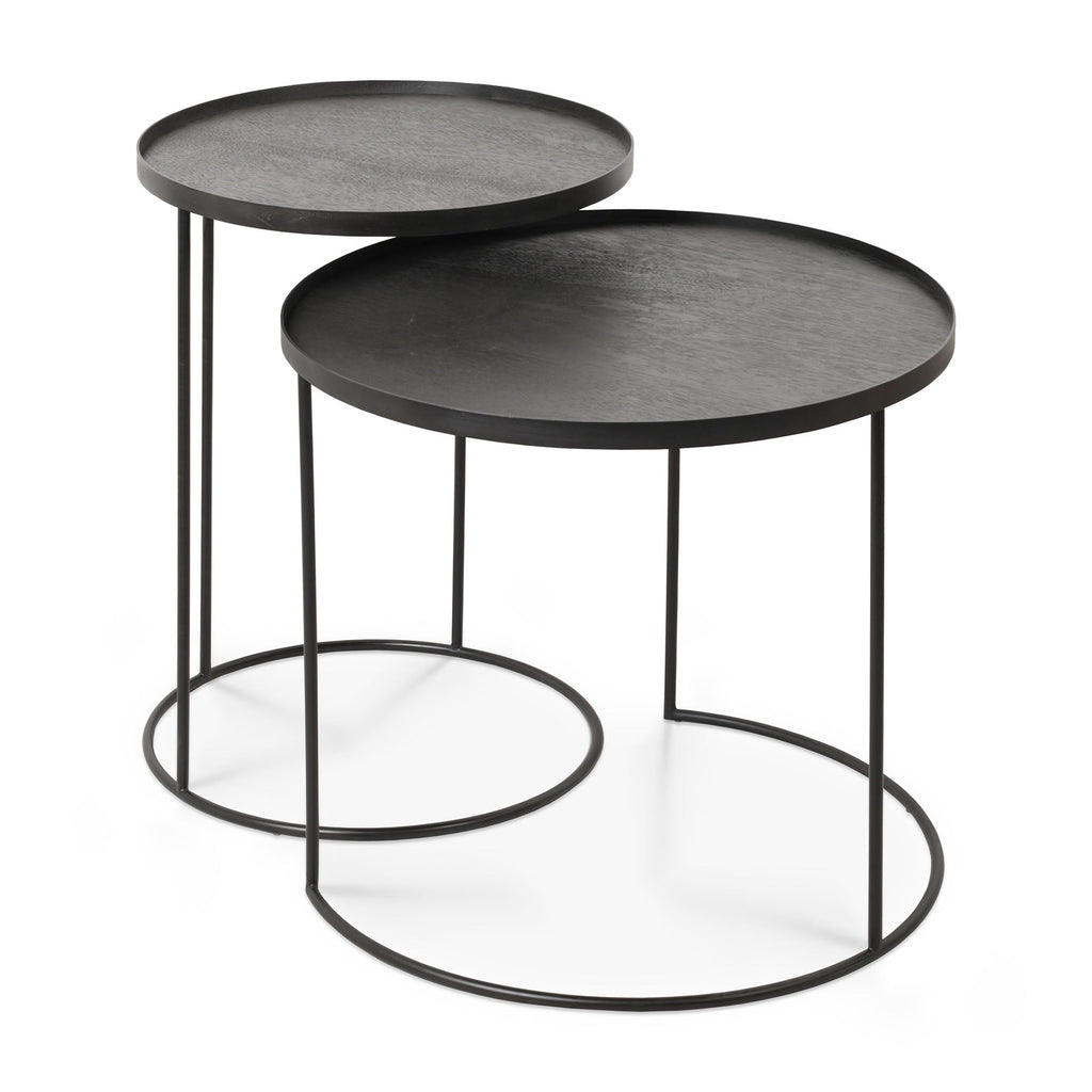 Tray Side Table - Varnished Wood - Black - Round - S - Tray Not Included - Loom Collection