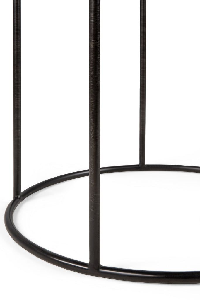 Tray Side Table - Varnished Wood - Black - Round - S - Tray Not Included - Loom Collection