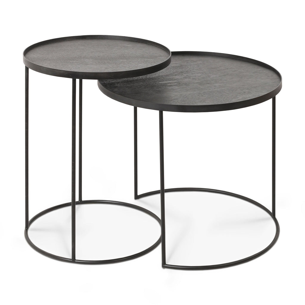 Tray Side Table - Varnished Wood - Black - Round - S - Tray Not Included - Loom Collection