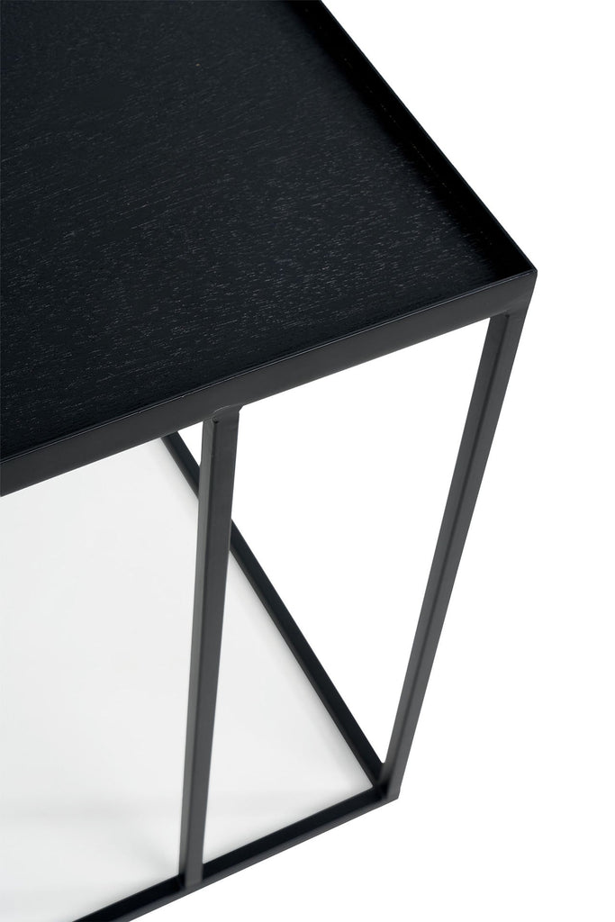 Tray Side Table - Varnished Wood - Black - Square - Loom Collection