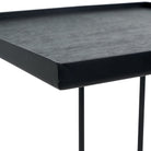 Tray Side Table - Varnished Wood - Black - Square