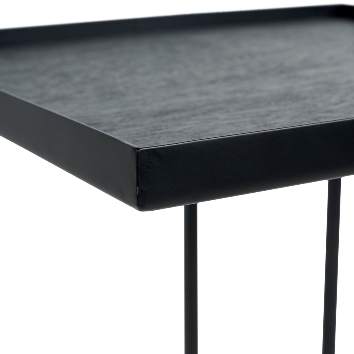 Tray Side Table - Varnished Wood - Black - Square