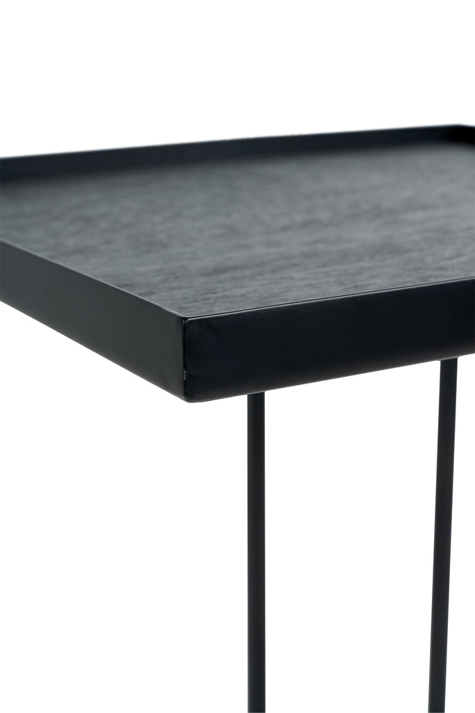 Tray Side Table - Varnished Wood - Black - Square - Loom Collection