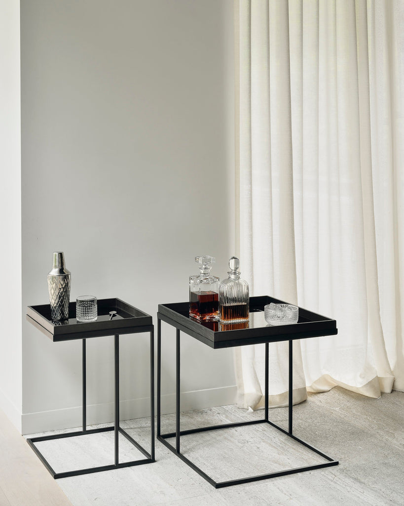 Tray Side Table - Varnished Wood - Black - Square - Loom Collection