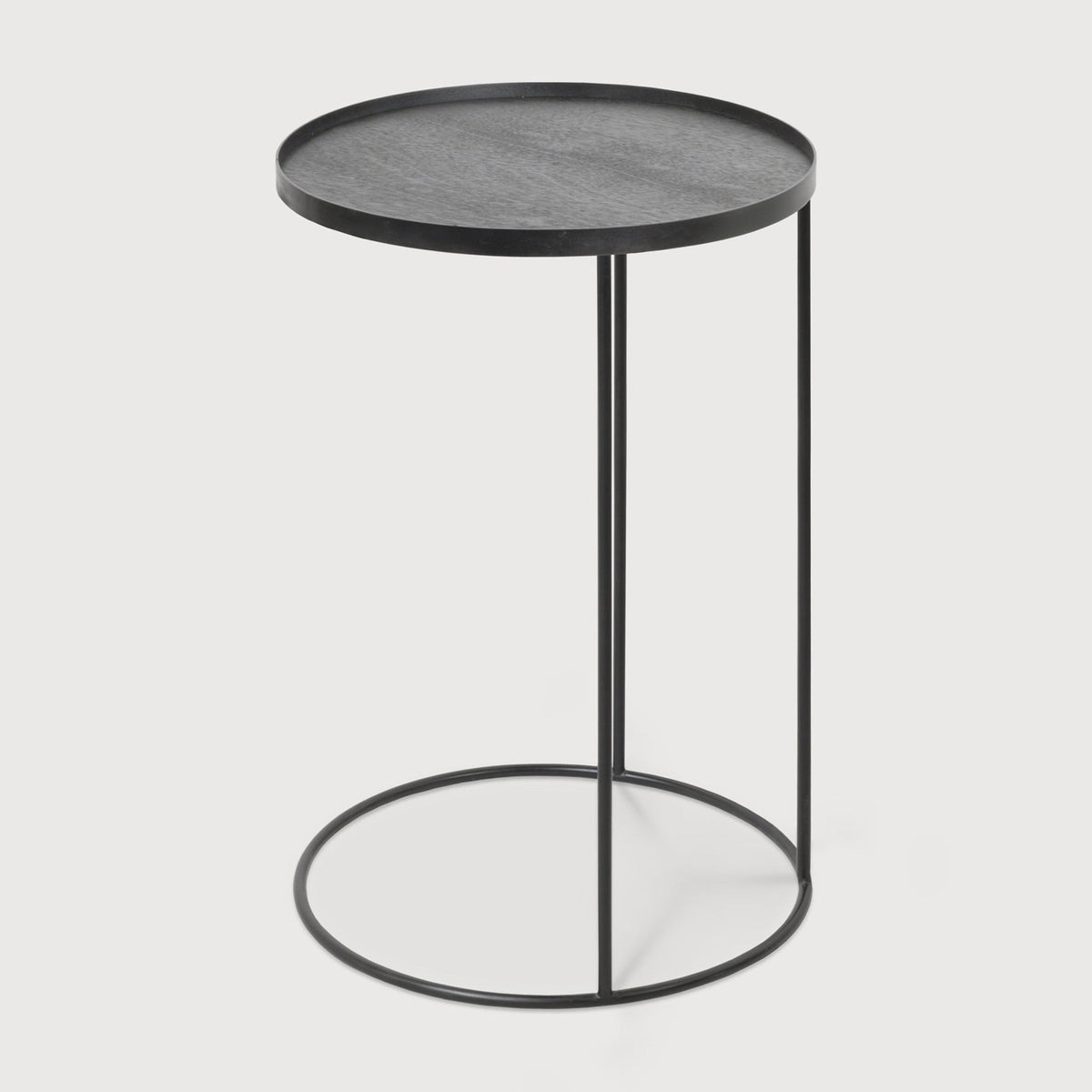 Tray Side Table - Varnished Wood - Round