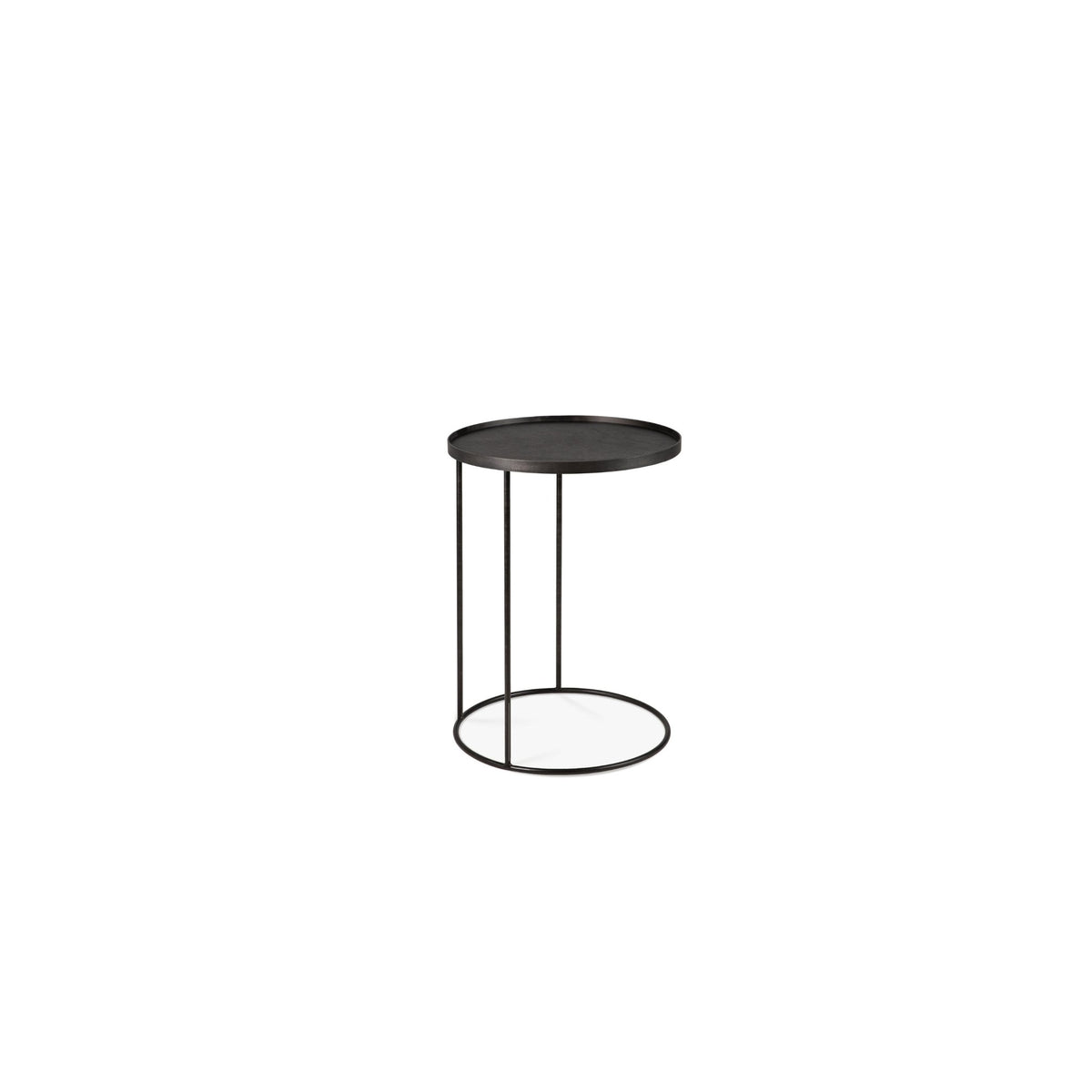 Tray Side Table - Varnished Wood - Round