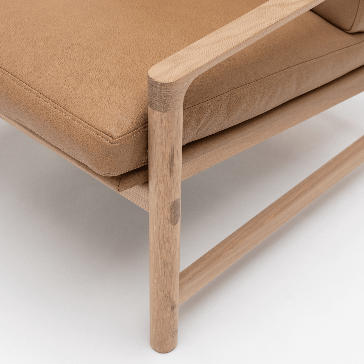 Troubadour Chair - Blonde Oak & Pecan Leather - Accent Chairs Natadora Loom Collection Dubai