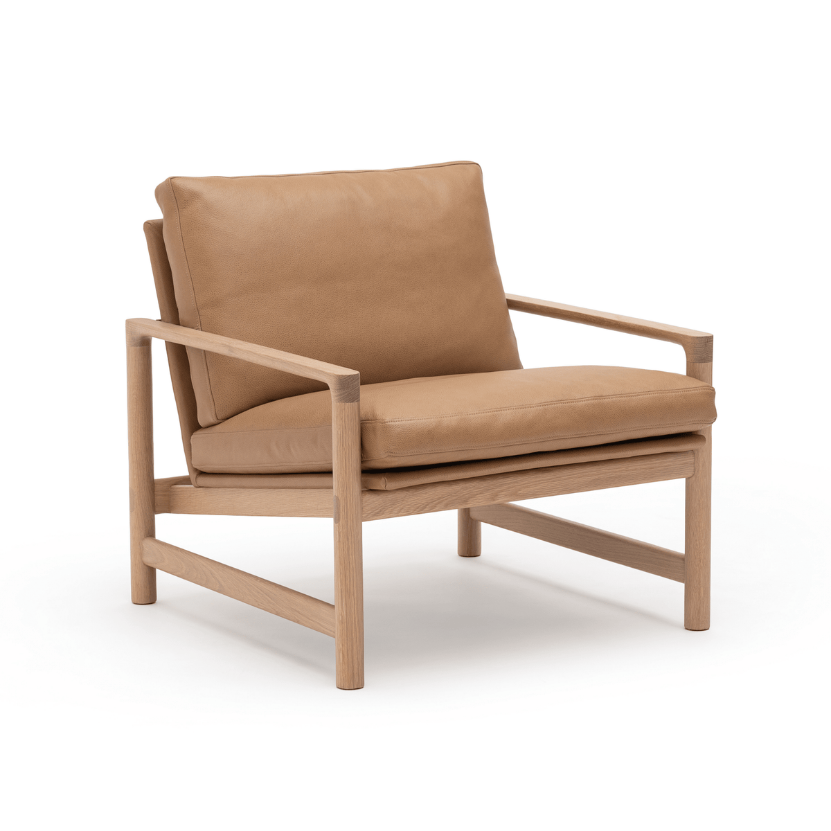 Troubadour Chair - Blonde Oak & Pecan Leather - Accent Chairs Natadora Loom Collection Dubai