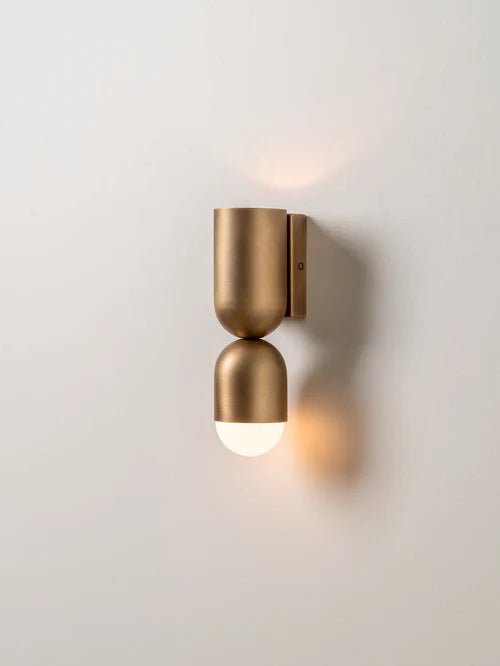 Tuba - 2 Light Aged Brass And Opal Wall Light - Loom Collection