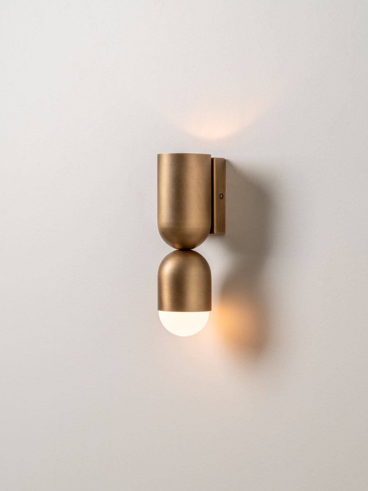 Tuba - 2 Light Aged Brass And Opal Wall Light