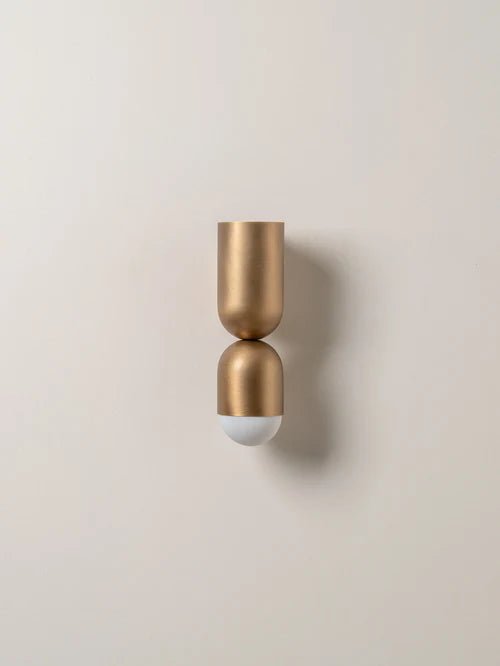 Tuba - 2 Light Aged Brass And Opal Wall Light - Loom Collection