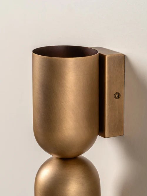 Tuba - 2 Light Aged Brass And Opal Wall Light - Loom Collection