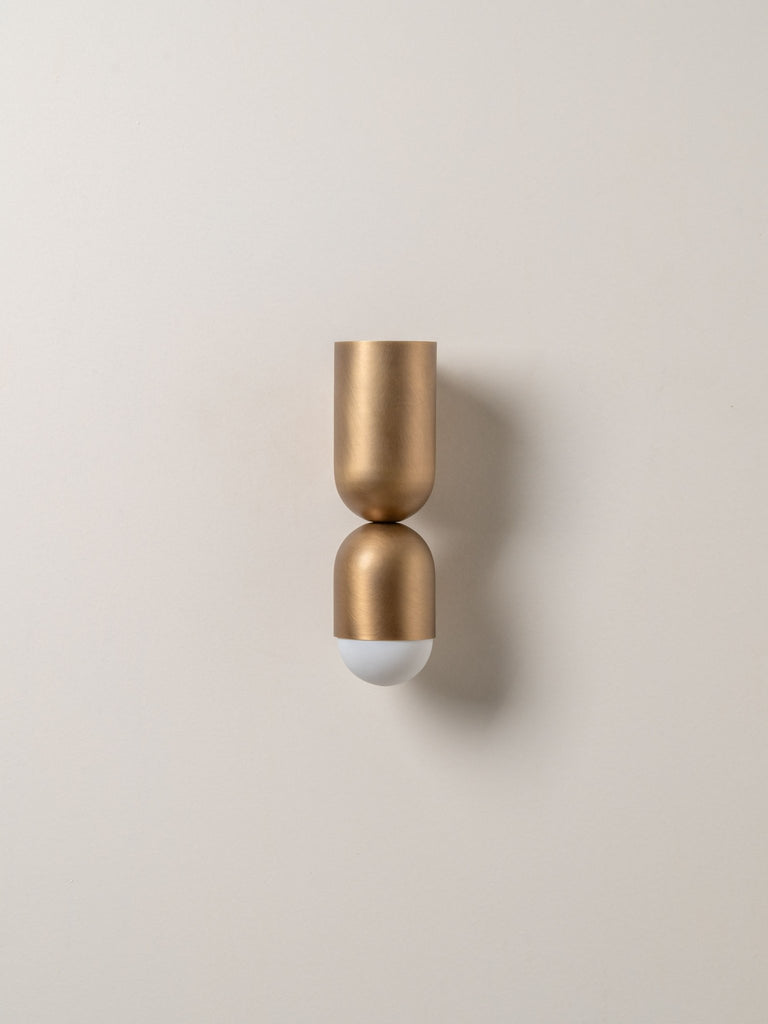 Tuba - 2 Light Aged Brass And Opal Wall Light - Loom Collection
