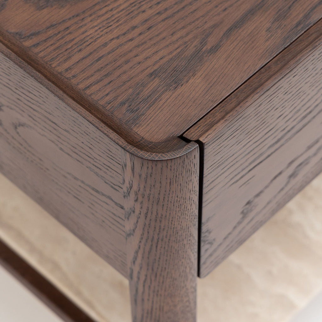 Tye Nightstand 45 - Espresso Oak & Travertine - Nightstands Tolv Loom Collection Dubai