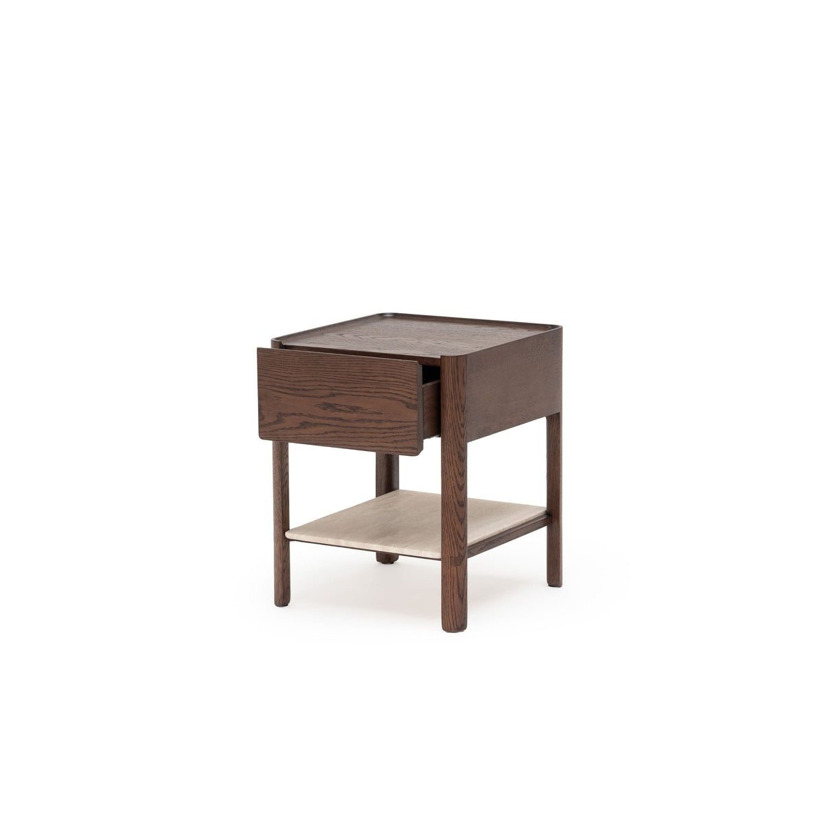Tye Nightstand 45 - Espresso Oak & Travertine - Nightstands Tolv Loom Collection Dubai