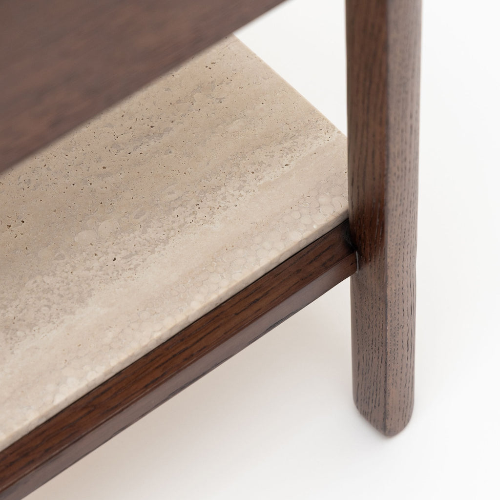 Tye Nightstand 45 - Espresso Oak & Travertine - Nightstands Tolv Loom Collection Dubai