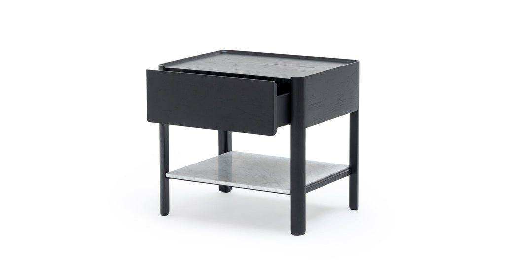 Tye Nightstand 60 - Black Oak & Bianca Carrara - Loom Collection