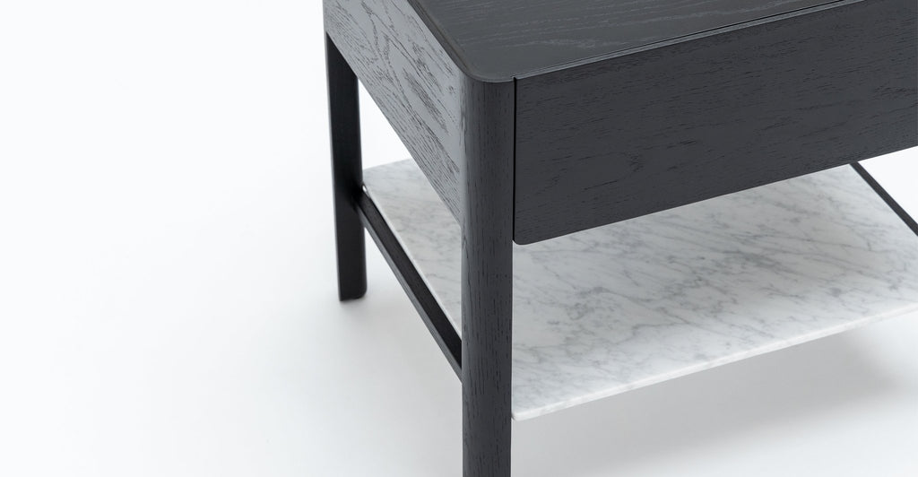 Tye Nightstand 60 - Black Oak & Bianca Carrara - Loom Collection