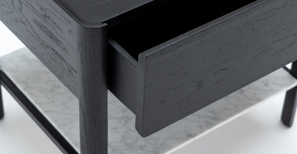 Tye Nightstand 60 - Black Oak & Bianca Carrara - Loom Collection