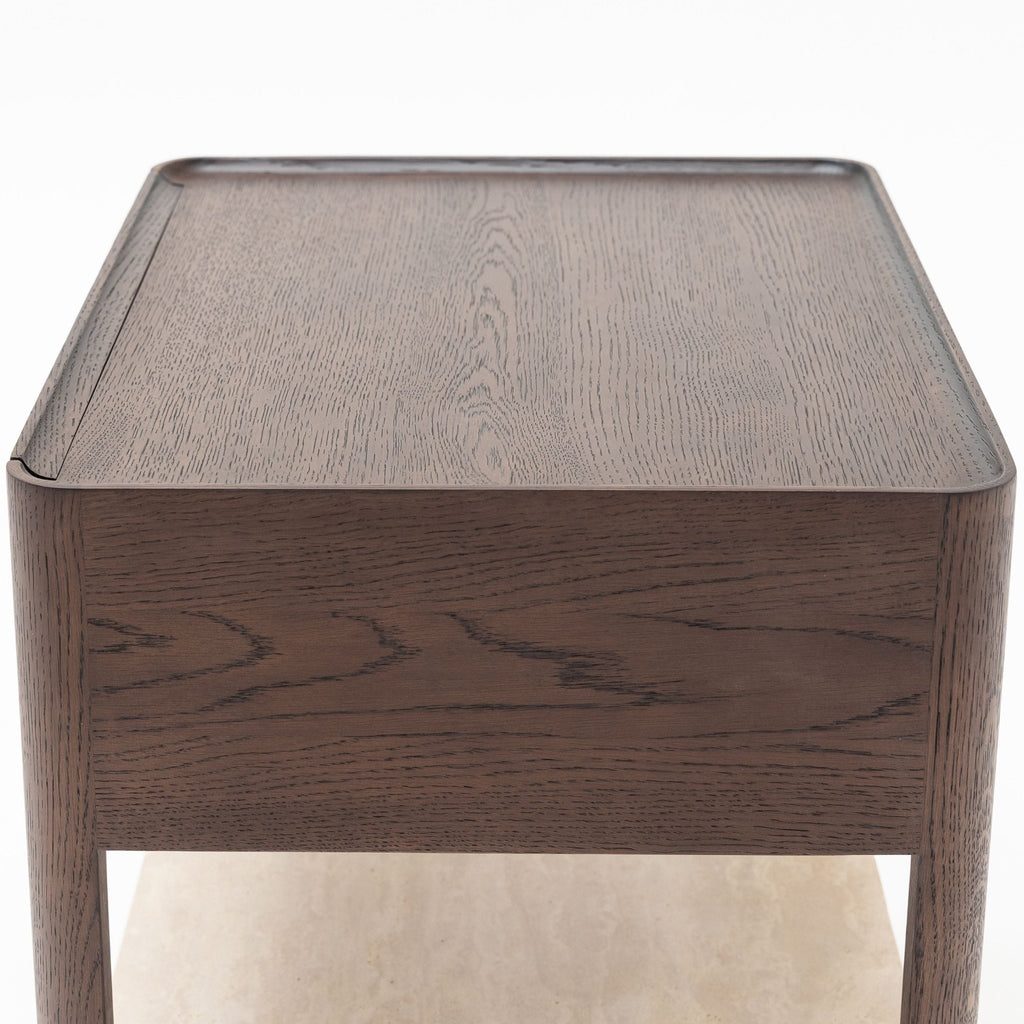 Tye Nightstand 60 - Espresso Oak & Travertine - Nightstands Tolv Loom Collection Dubai