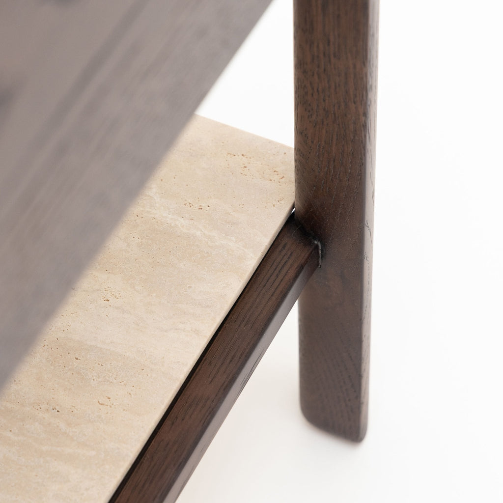 Tye Nightstand 60 - Espresso Oak & Travertine - Nightstands Tolv Loom Collection Dubai