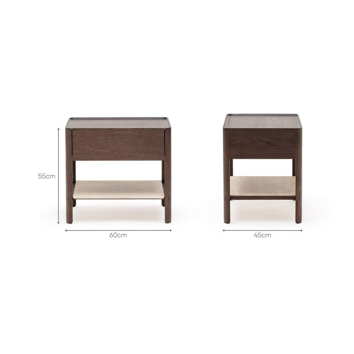 Tye Nightstand 60 - Espresso Oak & Travertine - Nightstands Tolv Loom Collection Dubai
