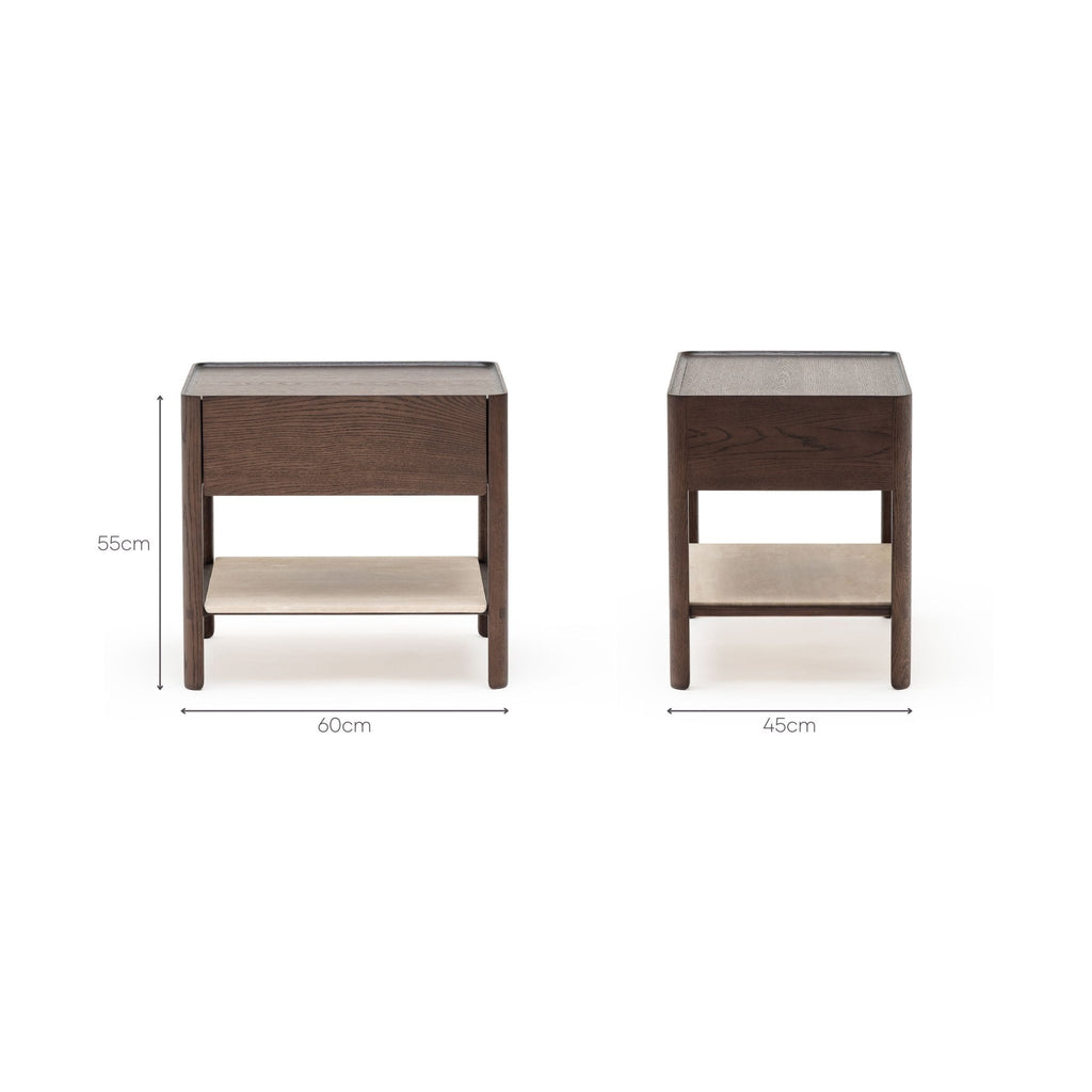 Tye Nightstand 60 - Espresso Oak & Travertine - Nightstands Tolv Loom Collection Dubai