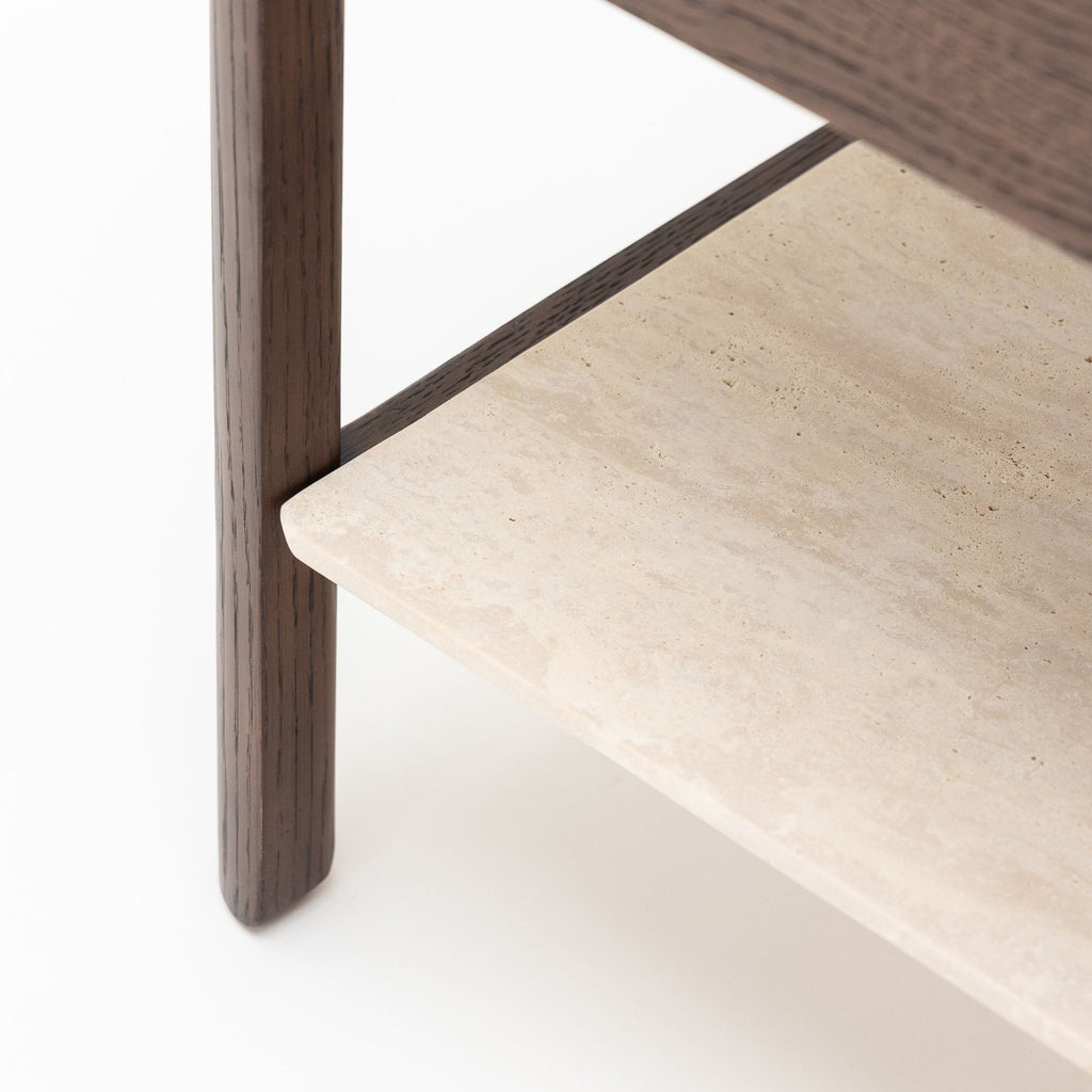 Tye Nightstand 60 - Espresso Oak & Travertine - Nightstands Tolv Loom Collection Dubai