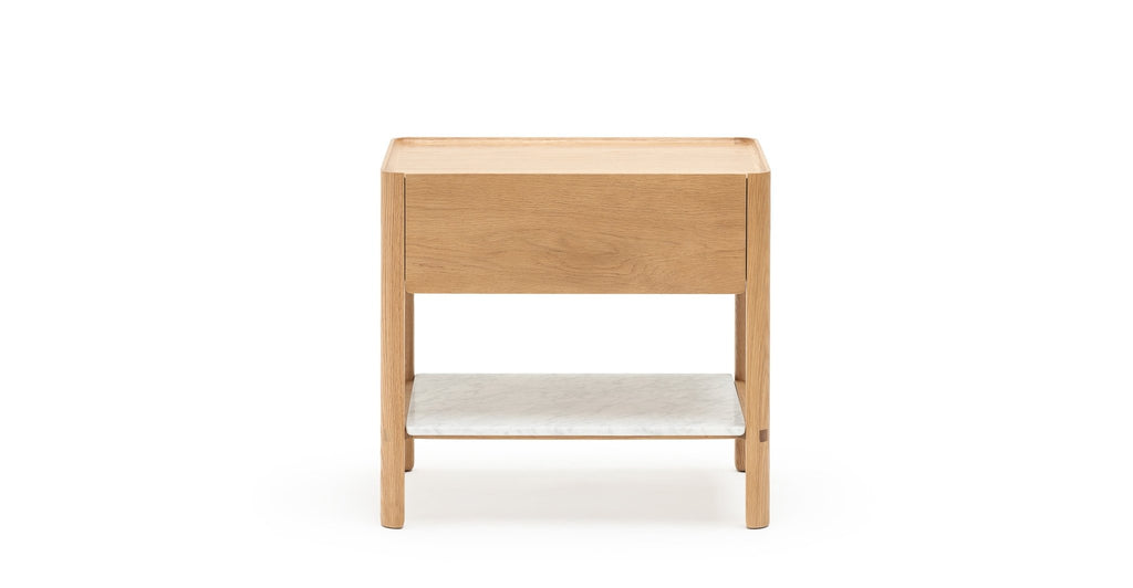 Tye Nightstand 60 - Light Oak & Bianca Carrara.