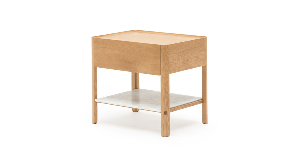 Tye Nightstand 60 - Light Oak & Bianca Carrara.