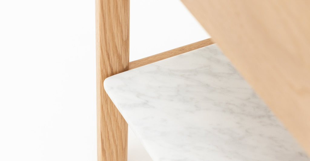 Tye Nightstand 60 - Light Oak & Bianca Carrara.