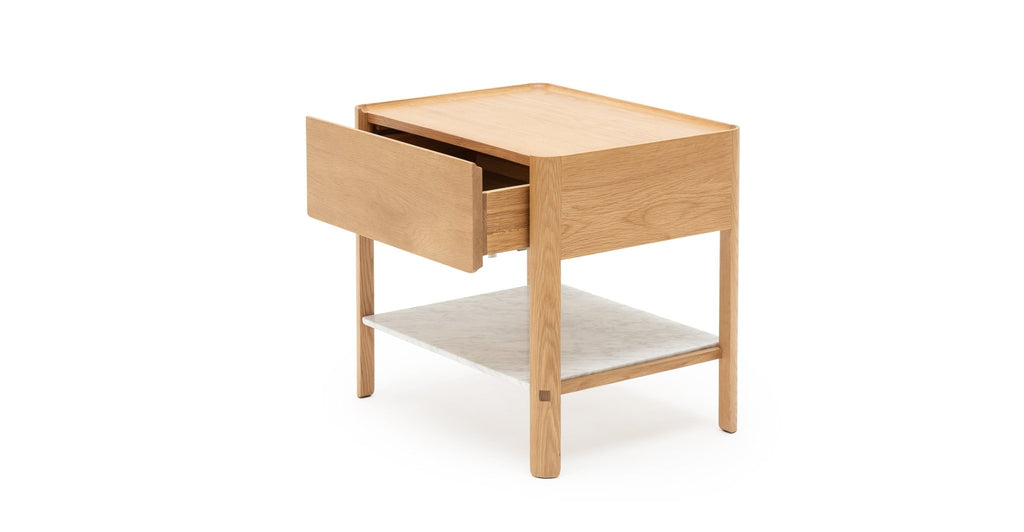 Tye Nightstand 60 - Light Oak & Bianca Carrara.