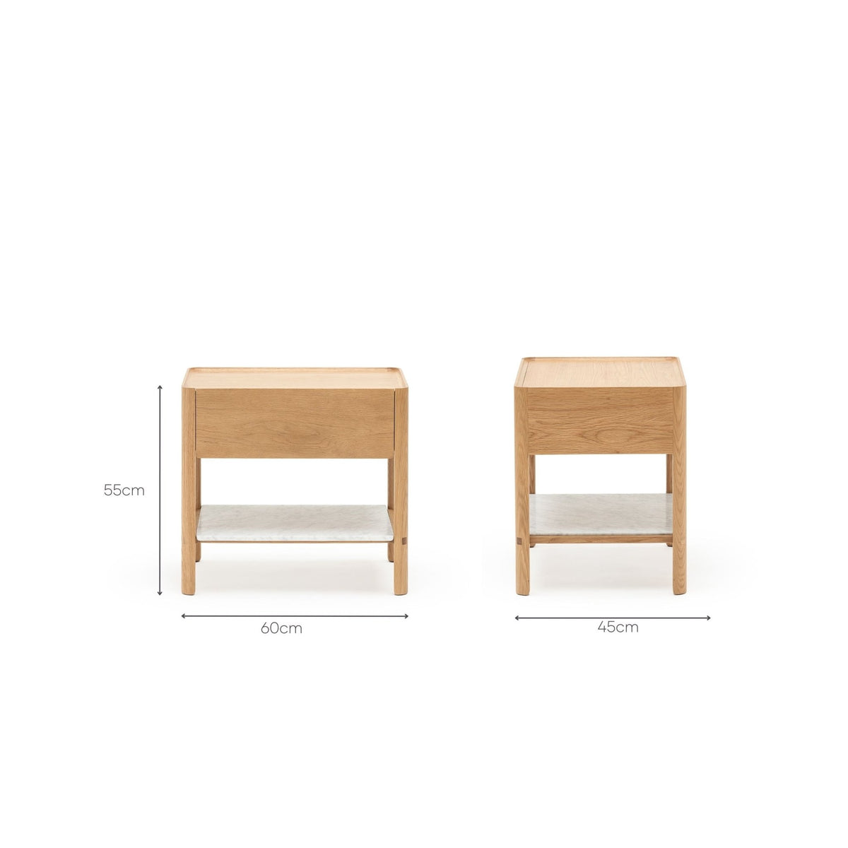 Tye Nightstand 60 - Light Oak & Bianca Carrara - Nightstands Tolv Loom Collection Dubai