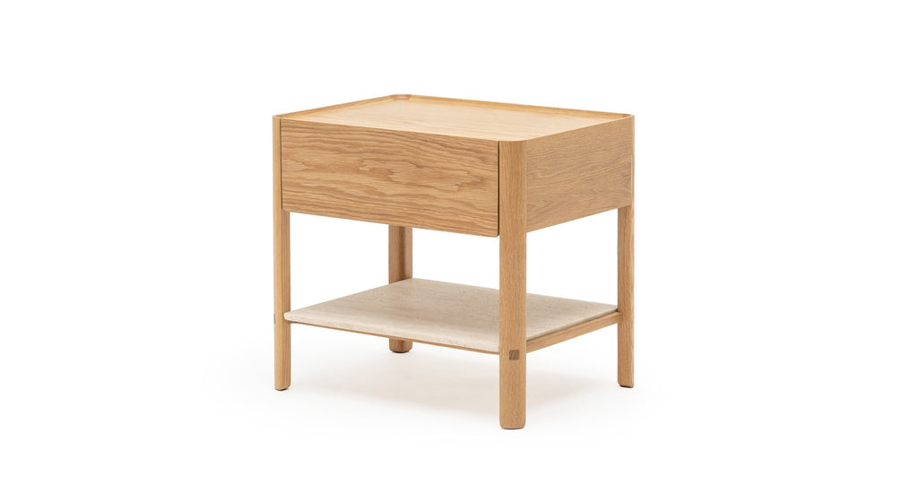 Tye Nightstand 60 - Light Oak & Travertine.