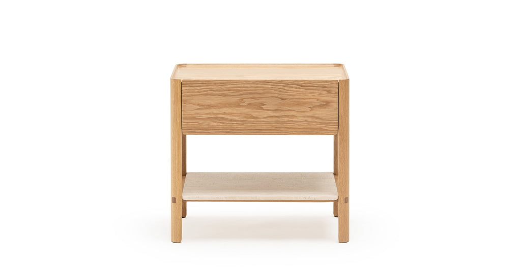 Tye Nightstand 60 - Light Oak & Travertine.