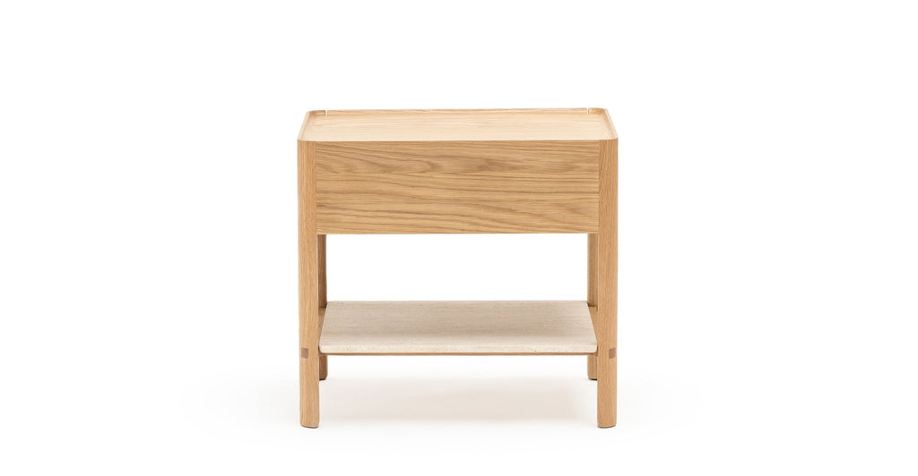 Tye Nightstand 60 - Light Oak & Travertine.