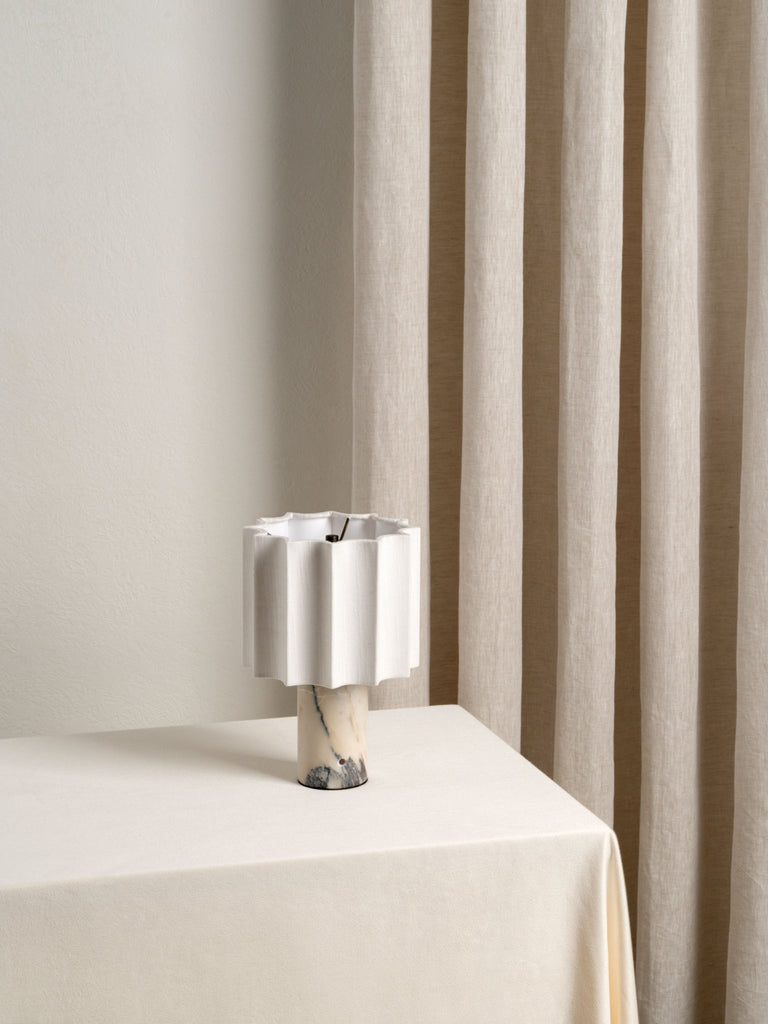 Valli - Viola Calacatta Marble And Linen Rechargeable Table Lamp - Loom Collection