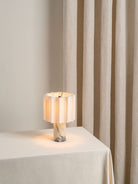 Valli - Viola Calacatta Marble And Linen Rechargeable Table Lamp