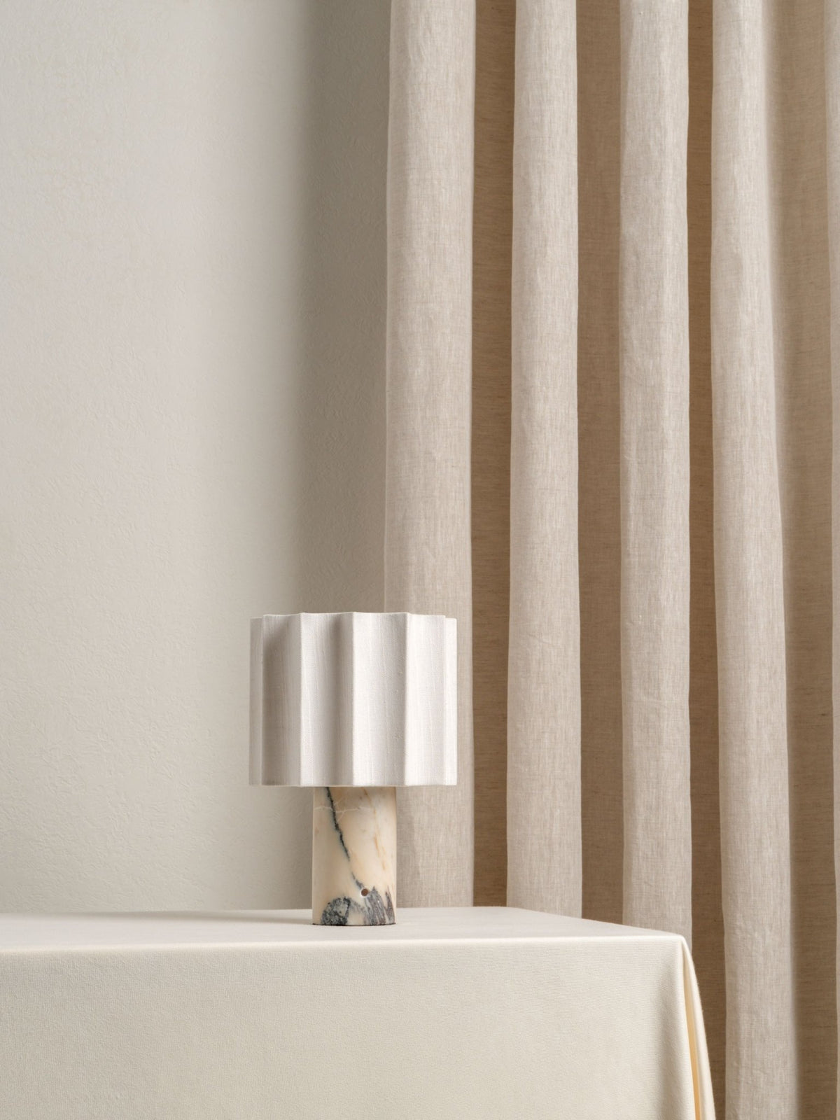 Valli - Viola Calacatta Marble And Linen Rechargeable Table Lamp