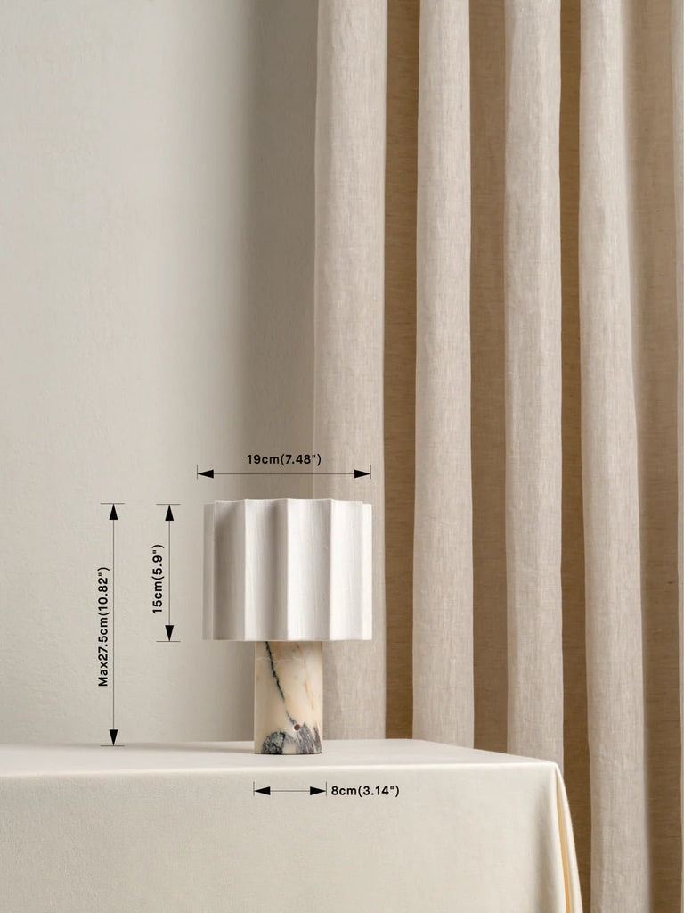 Valli - Viola Calacatta Marble And Linen Rechargeable Table Lamp - Loom Collection