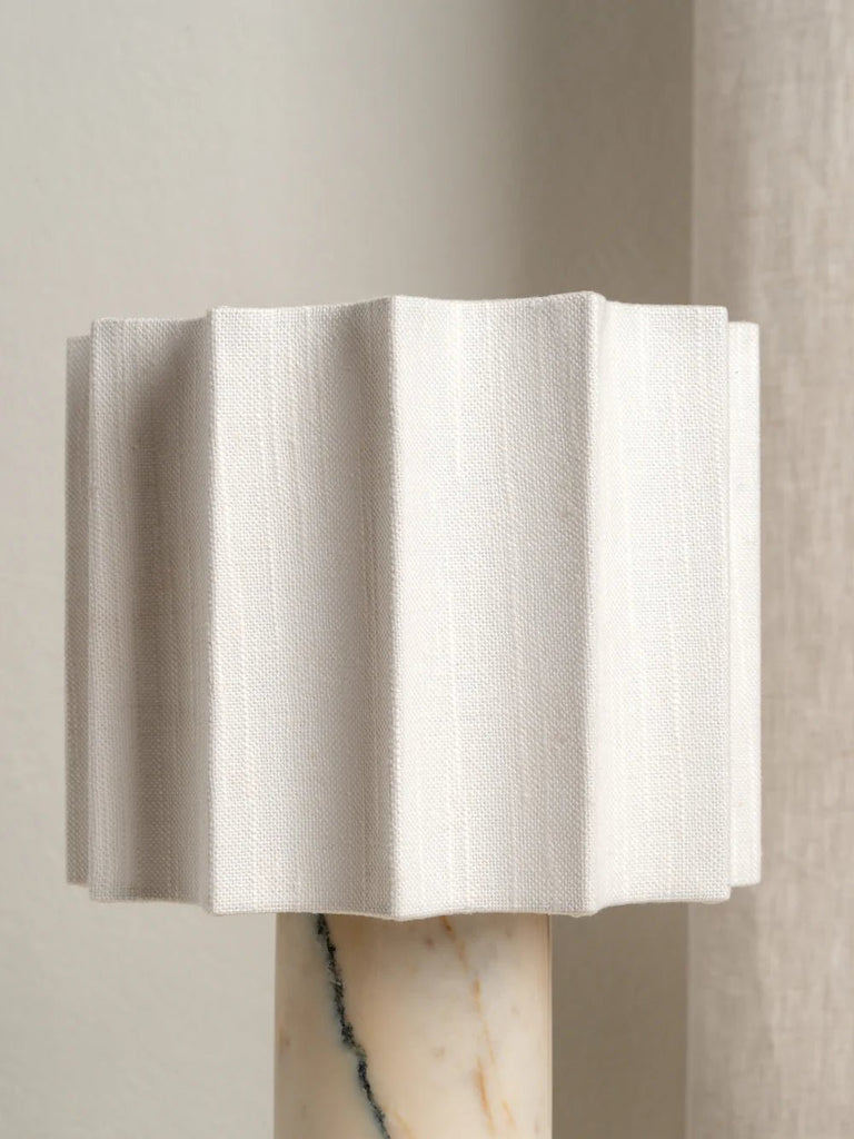 Valli - Viola Calacatta Marble And Linen Rechargeable Table Lamp - Loom Collection