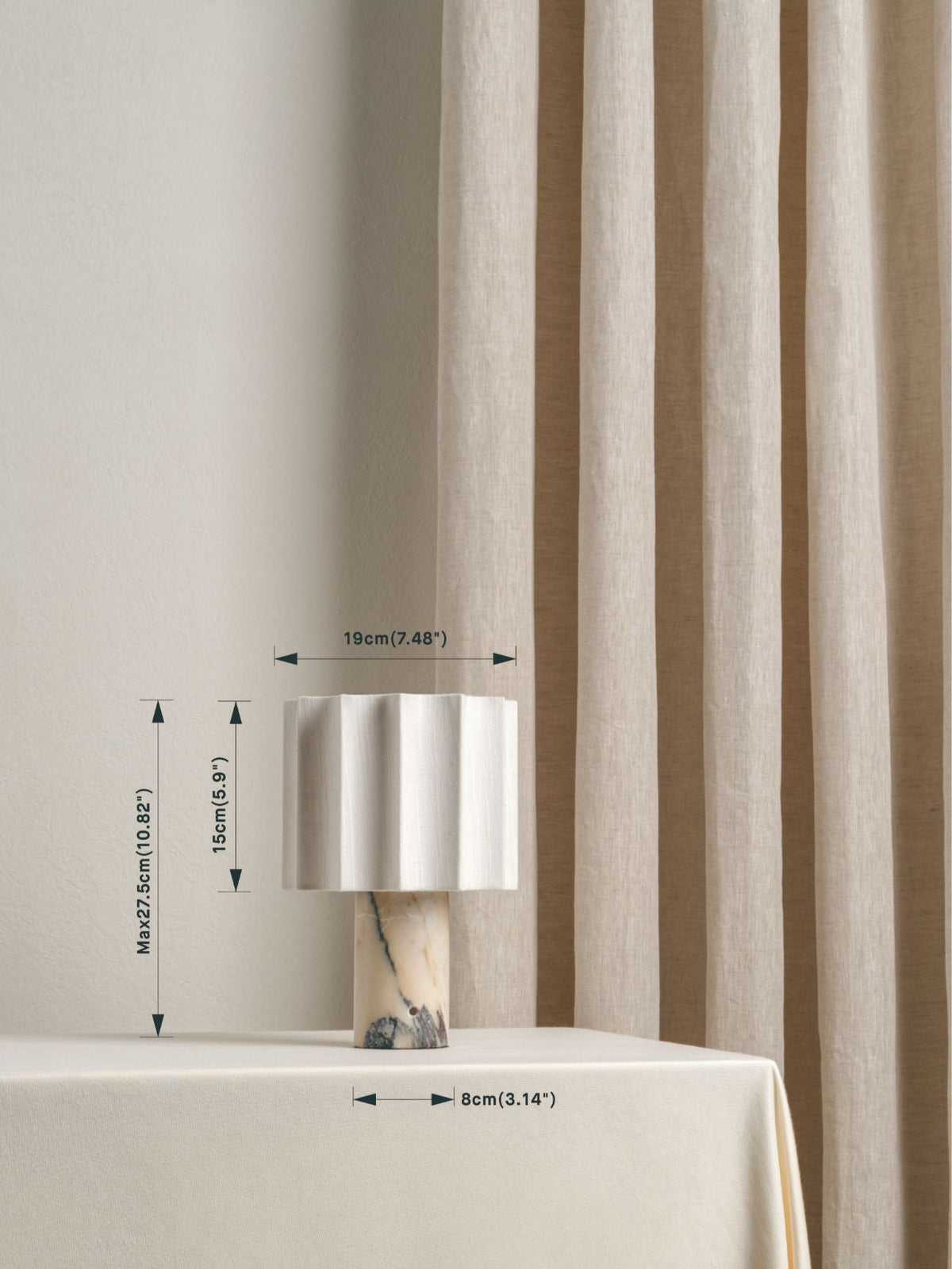 Valli - Viola Calacatta Marble And Linen Rechargeable Table Lamp
