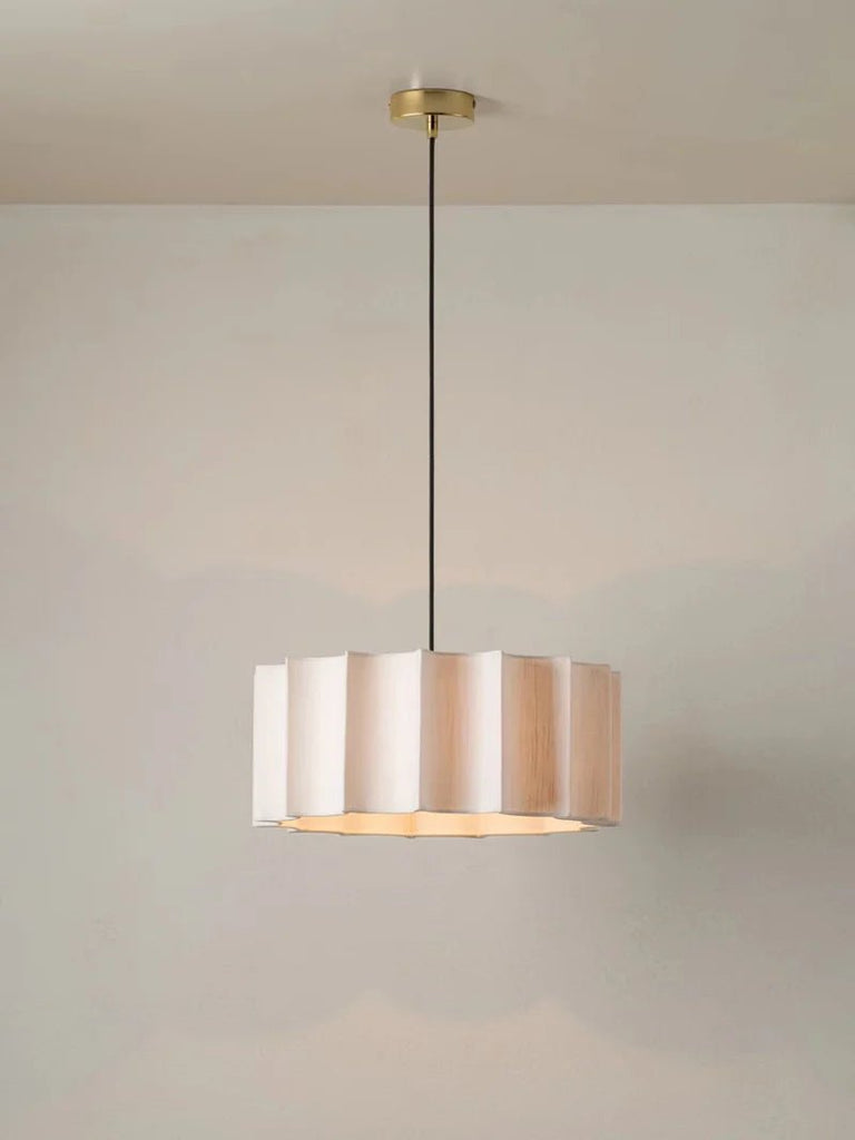 Viotti - White Inverted Scallop Linen Pendant Light - Loom Collection