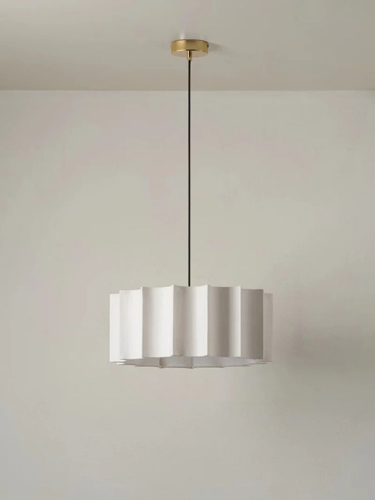 Viotti - White Inverted Scallop Linen Pendant Light - Loom Collection