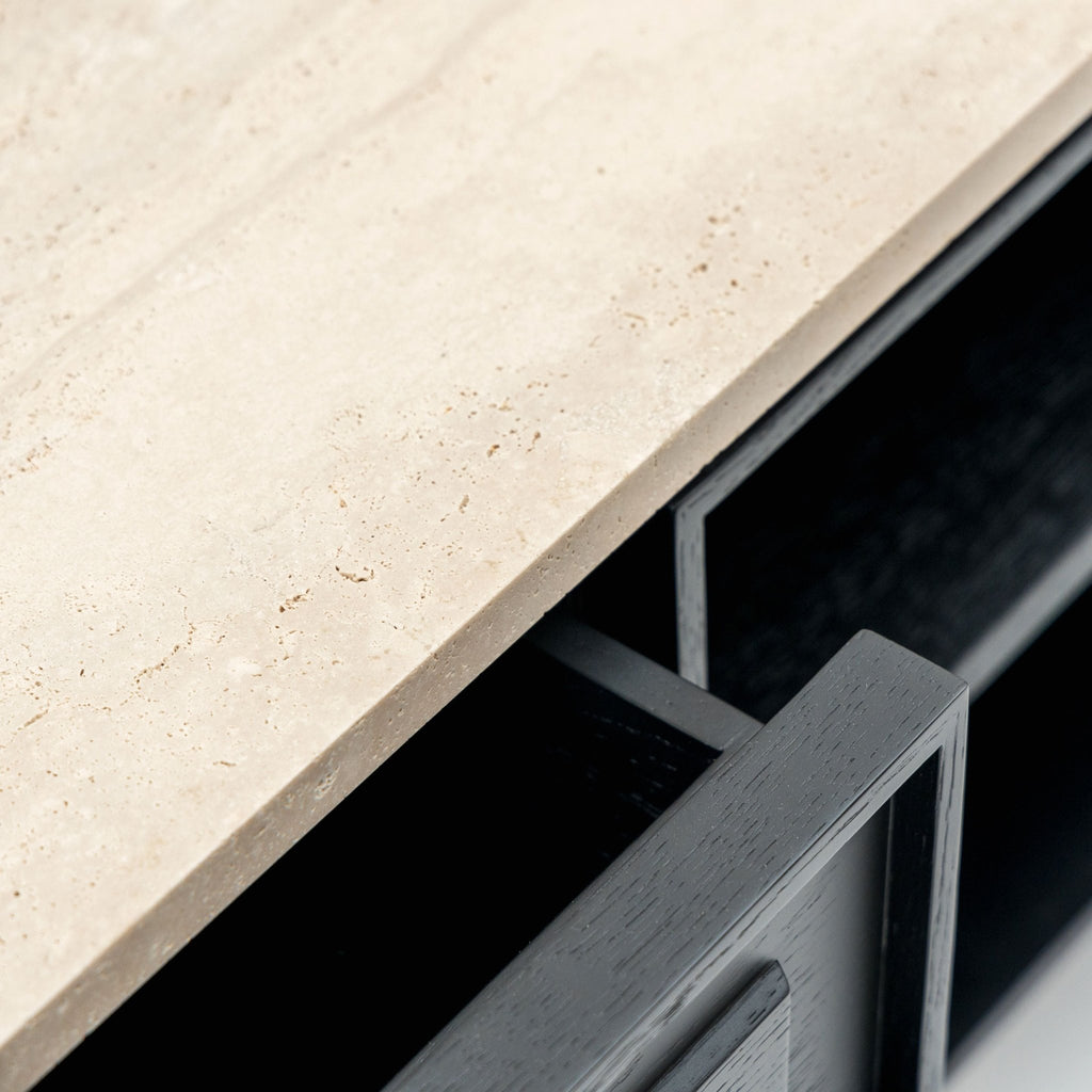 Yorke 220 Entertainment Unit - Black Oak & Travertine - TV and Entertainment Units Tolv Loom Collection Dubai