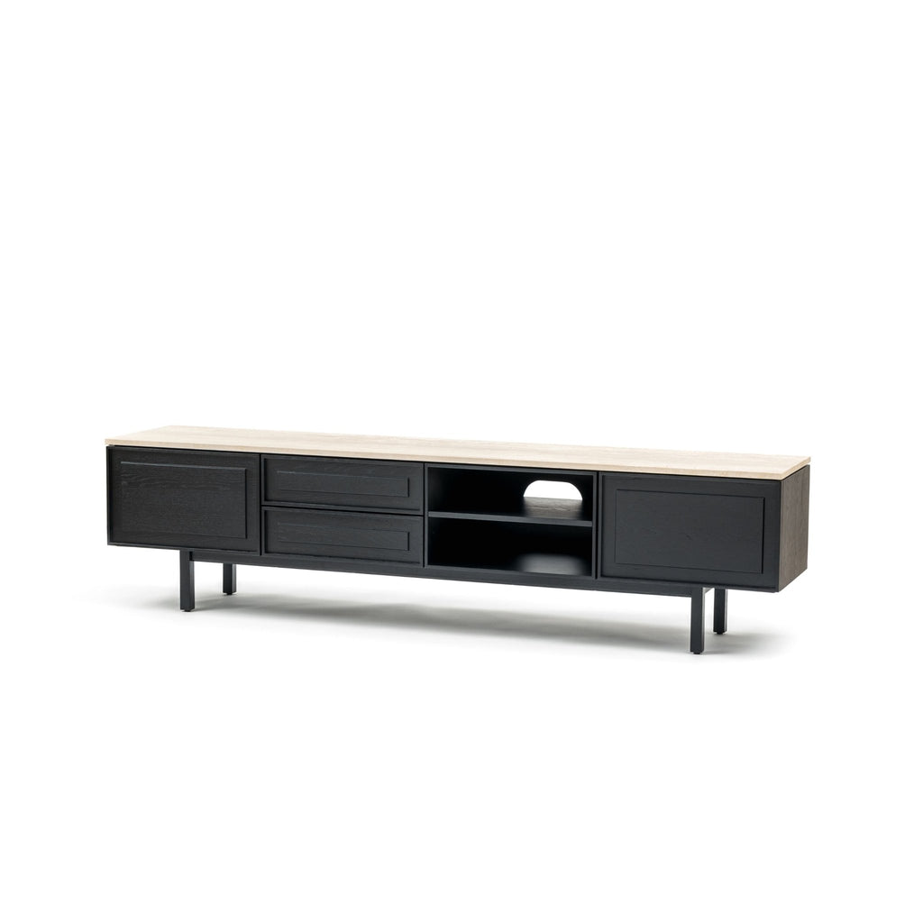 Yorke 220 Entertainment Unit - Black Oak & Travertine - TV and Entertainment Units Tolv Loom Collection Dubai