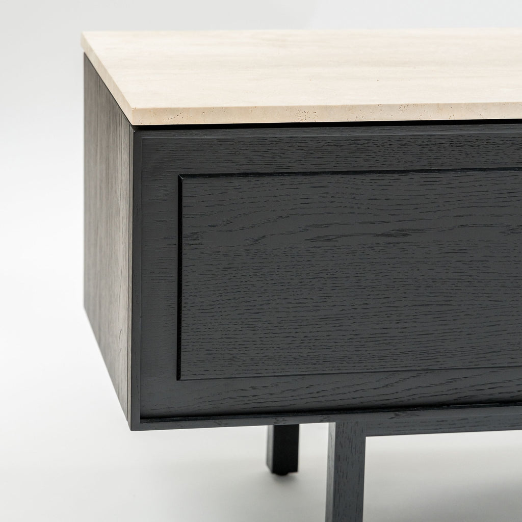 Yorke 220 Entertainment Unit - Black Oak & Travertine - TV and Entertainment Units Tolv Loom Collection Dubai