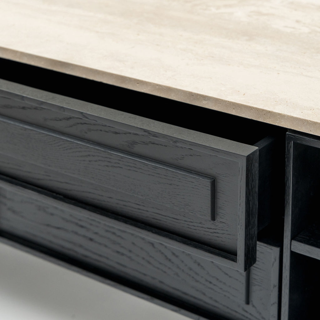 Yorke 220 Entertainment Unit - Black Oak & Travertine - TV and Entertainment Units Tolv Loom Collection Dubai