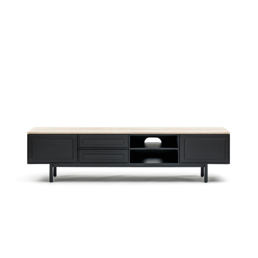 Yorke 220 Entertainment Unit - Black Oak & Travertine - TV and Entertainment Units Tolv Loom Collection Dubai